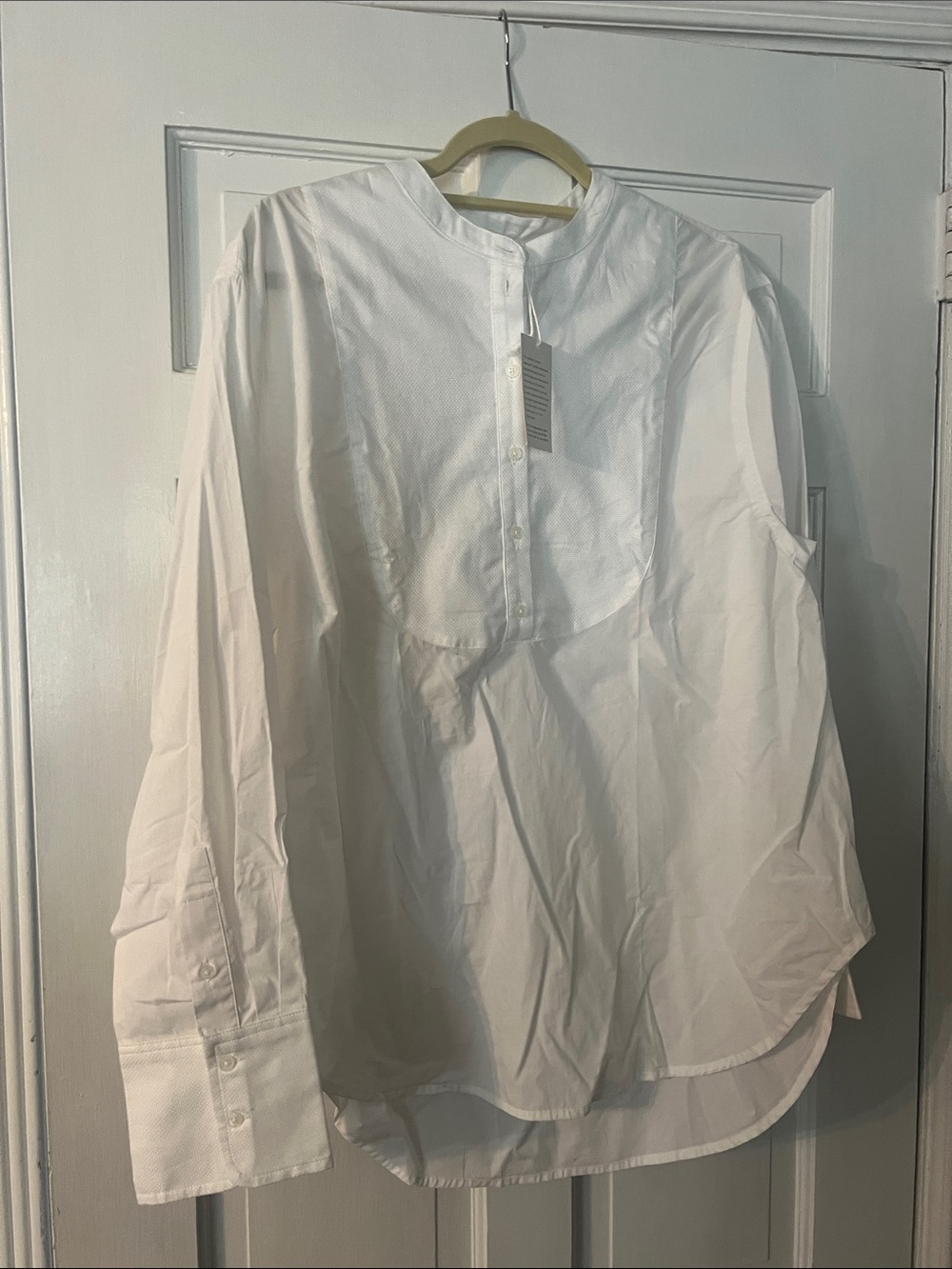 J. Crew White Band-Collar Women's Blouse
